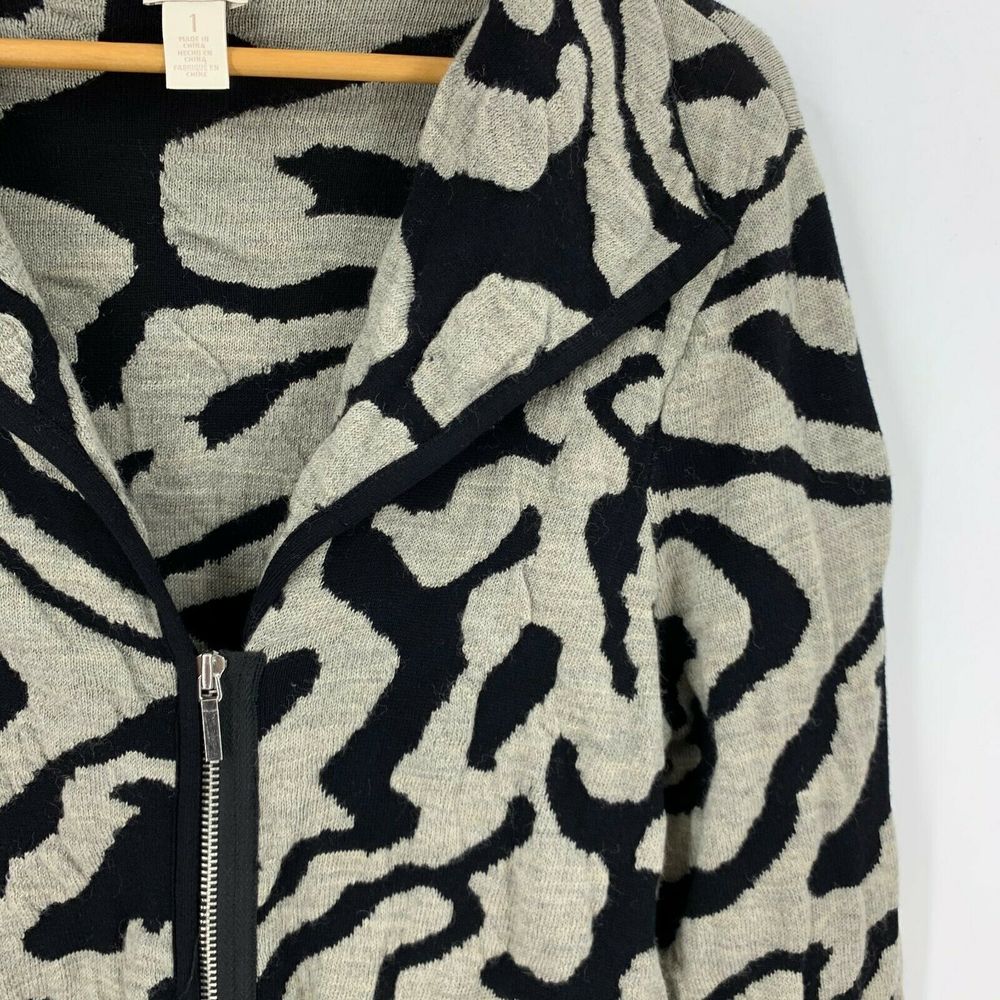 Chico's Boiled Wool Animal Print Cardigan Sweater - Picture 5 of 12